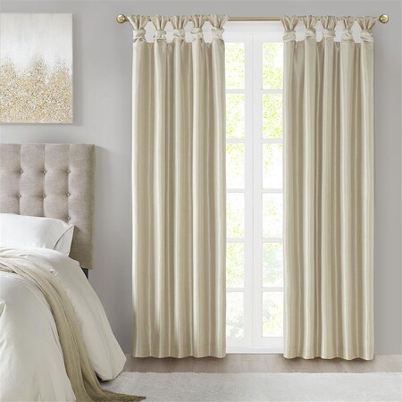 Madison Park Champagne 100 Percent Polyester Solid Faux Silk Twisted Tab Blackout Panel MP40-6369